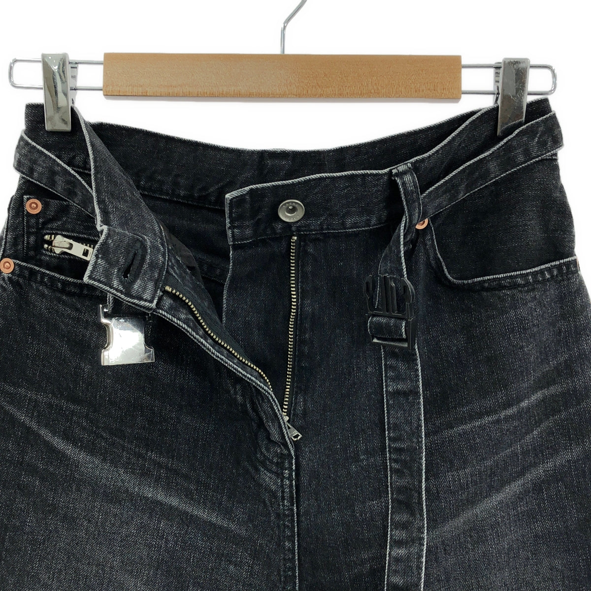 sacai / 사카이 | 2023SS | Boot Cut Denim Pants 부츠 컷 데님 팬츠 | 0 | 블랙 | 여성