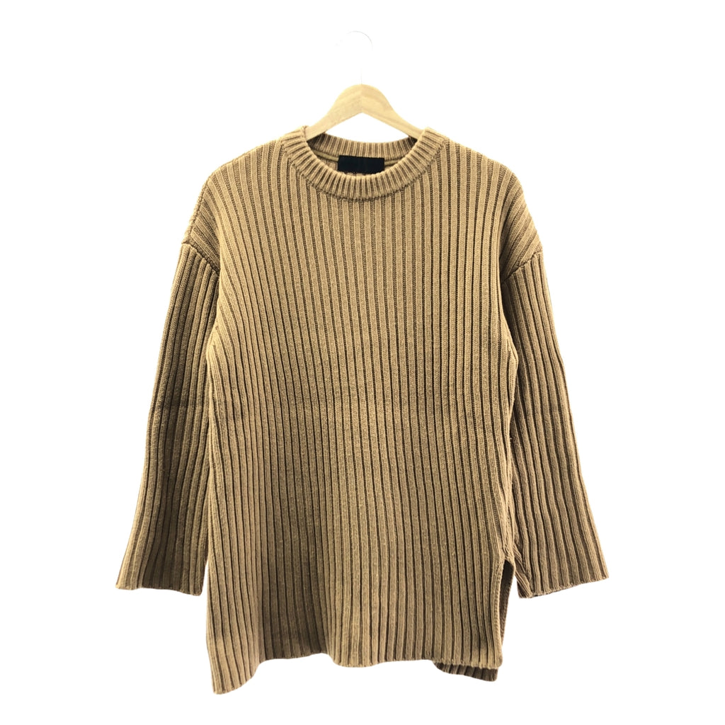 UNUSED / アンユーズド | RIB CREW NECK KNIT / リブ クルーネック スリット ニット セーター | 0 | ブラウン | レディース