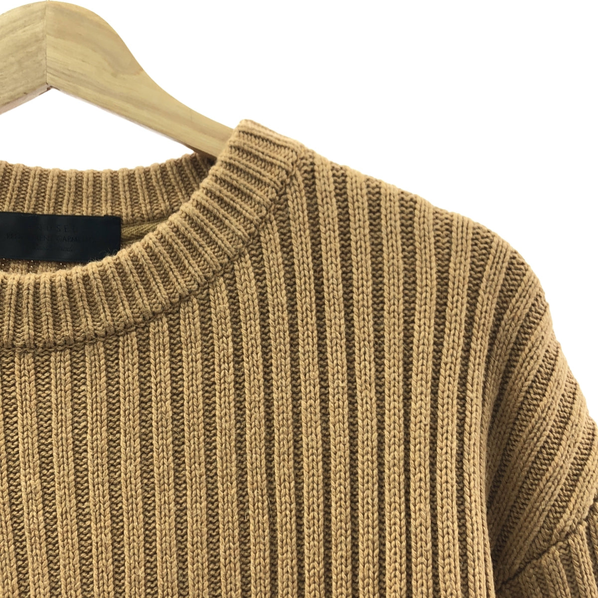 UNUSED / アンユーズド | RIB CREW NECK KNIT / リブ クルーネック スリット ニット セーター | 0 | ブラウン | レディース