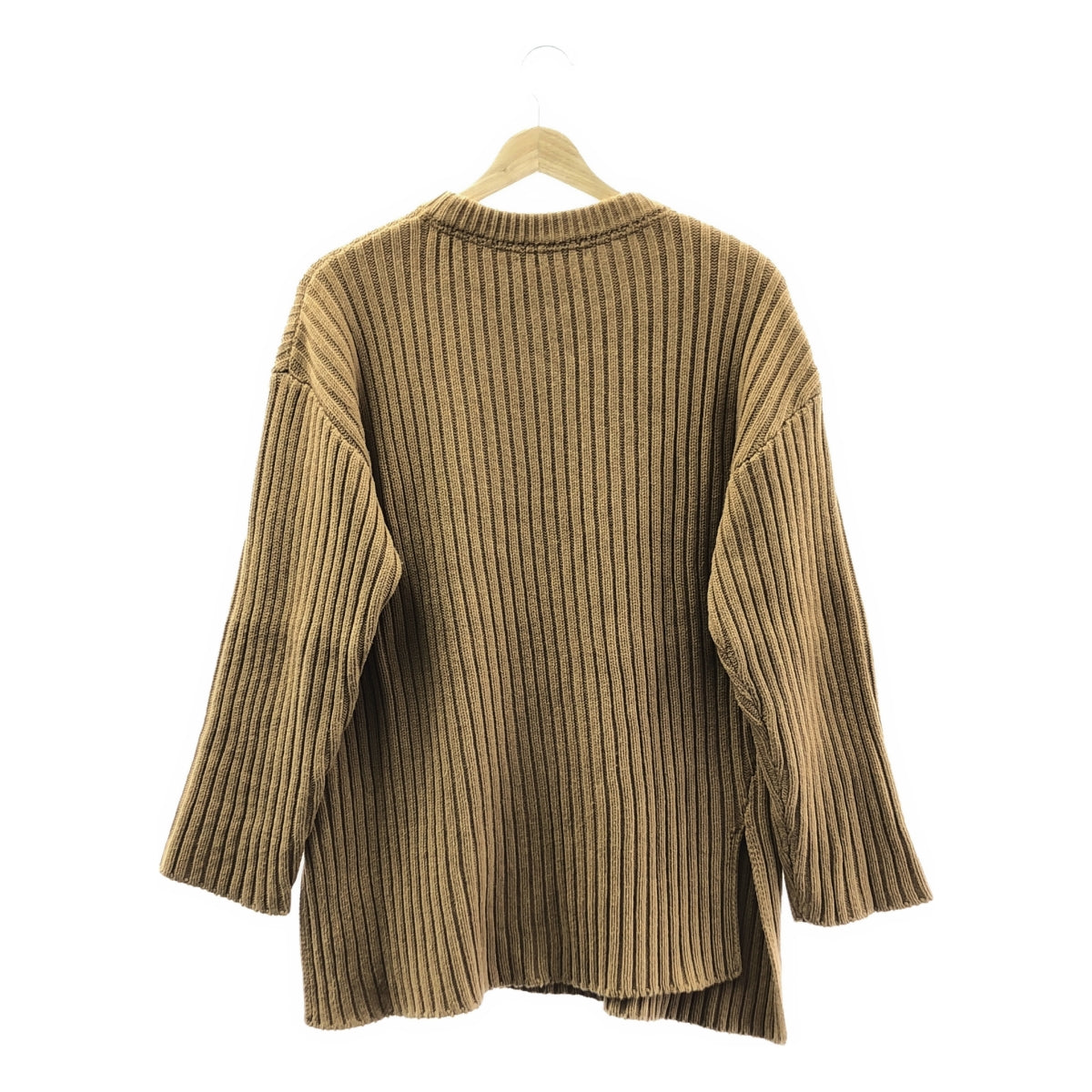 UNUSED / アンユーズド | RIB CREW NECK KNIT / リブ クルーネック スリット ニット セーター | 0 | ブラウン | レディース