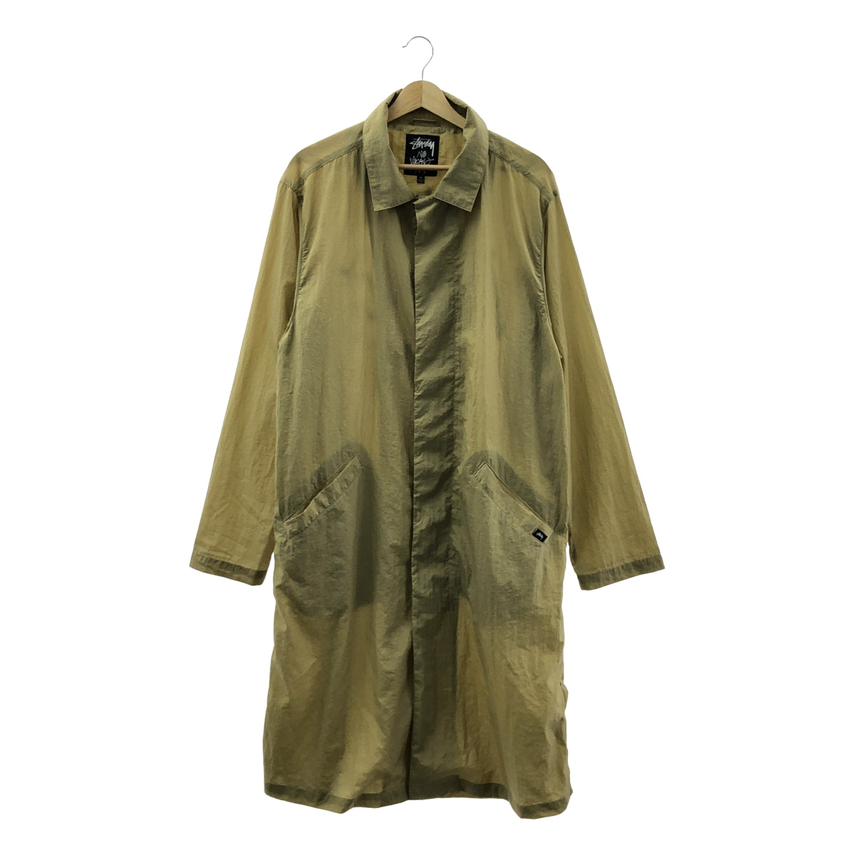 STUSSY / ステューシー | ナイロン バックロゴ ステンカラー オーバーコート | M | ベージュ | メンズ