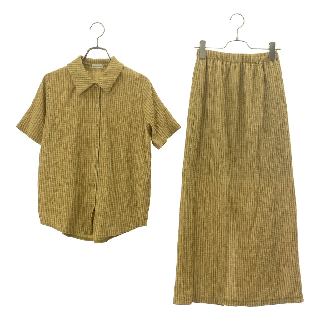 Steven Alan | 縐紗格紋襯衫與罩衫套裝，含襯裡開衩半裙 | S 碼 | 女裝