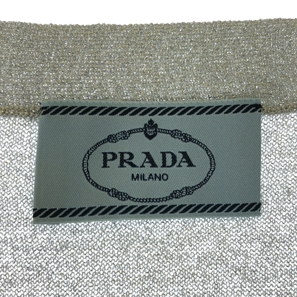 【美品】  PRADA / プラダ | クロップド ラメ ニットカーディガン | 36 | シルバー | レディース