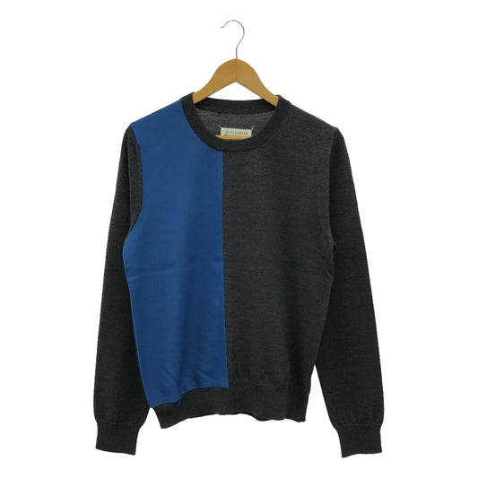 [Good Condition] Maison Margiela | Mixed Material Crew Neck Knit Pullover | S | Gray/Blue | Men's