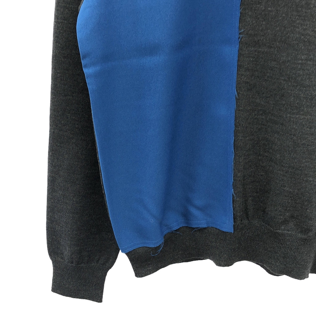 【美品】  Maison Margiela / メゾンマルジェラ | 異素材 切替 クルーネック ニット プルオーバー | S | グレー/ブルー系 | メンズ