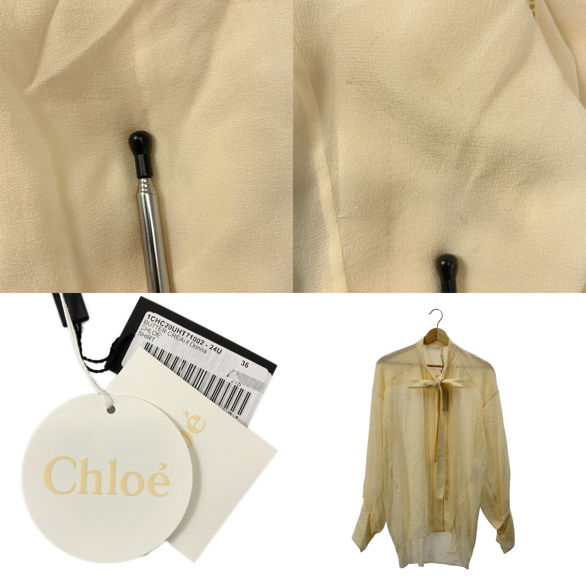 Chloe | 100% 絲質大尺碼領帶襯衫 | 尺寸 36 | 女款
