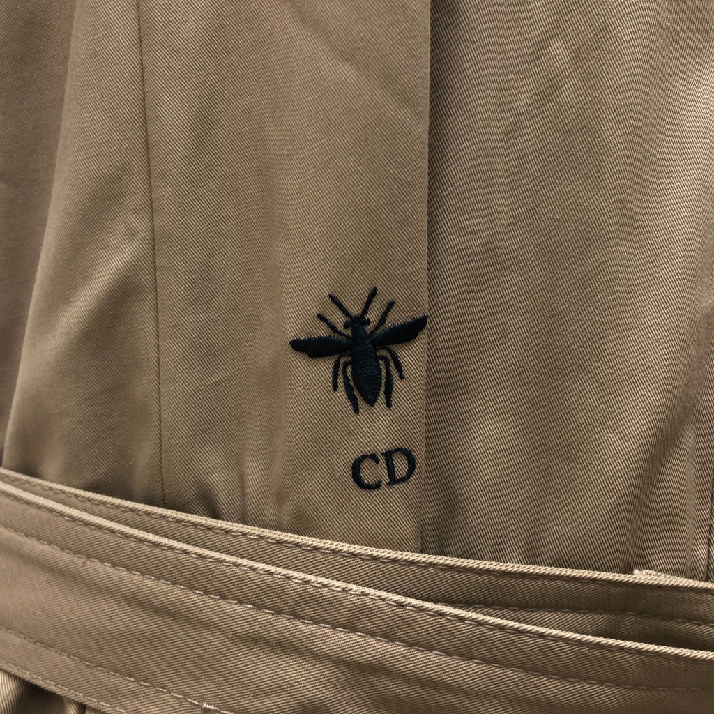 克莉絲汀迪奧 | 棉質蜜蜂刺繡褶皺繫帶短袖洋裝 | 38碼 | 女裝