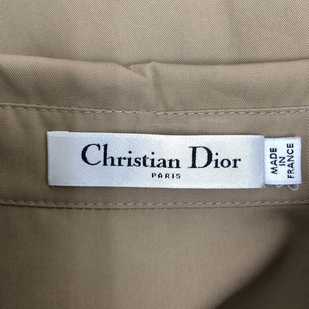 克莉絲汀迪奧 | 棉質蜜蜂刺繡褶皺繫帶短袖洋裝 | 38碼 | 女裝