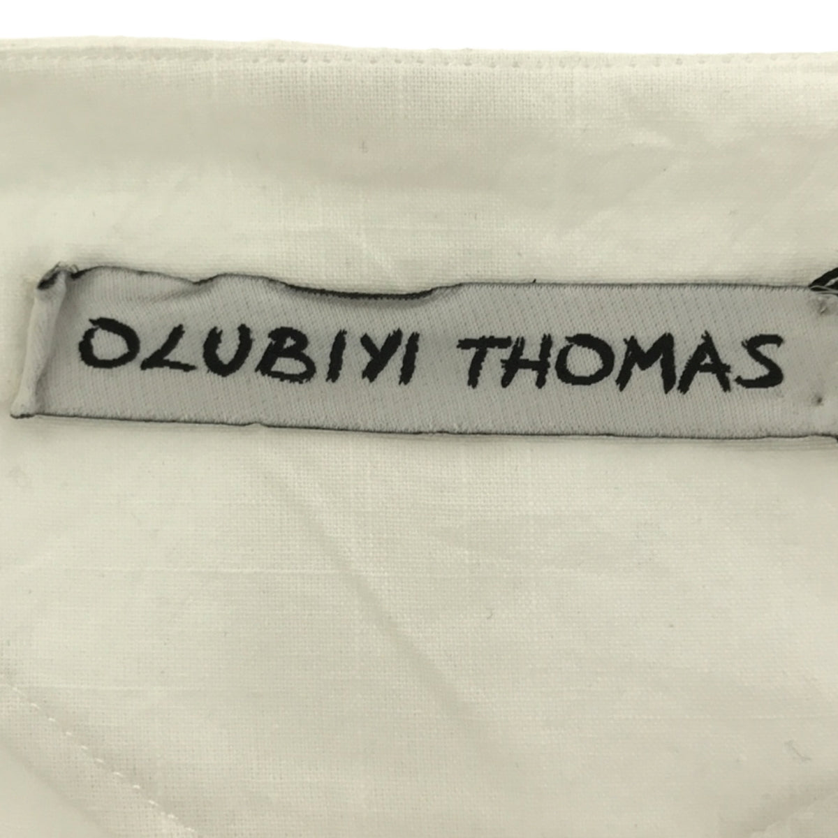 【新品】  OLUBIYI THOMAS / オルヴィトーマス | 2023AW | collarless bib shirt  コットン カラーレス プルオーバーロングシャツ | 2 | ホワイト | メンズ