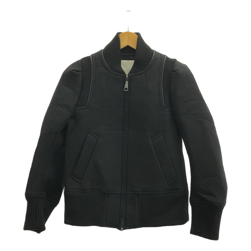 SWANLAKE / スワンレイク | Bonding blouson ウール 中綿入 リブ ブルゾン | M | ブラック | レディース