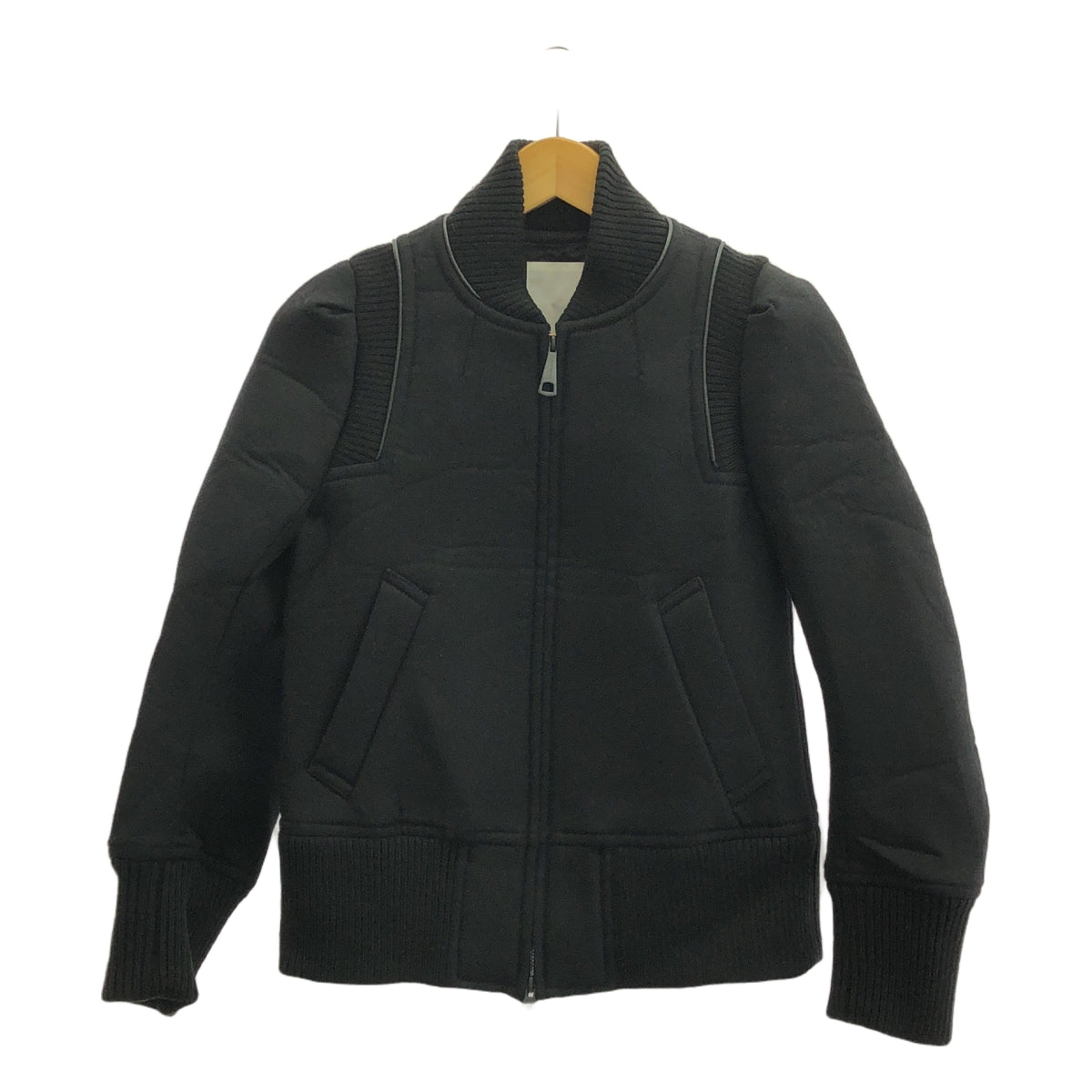 SWANLAKE / スワンレイク | Bonding blouson ウール 中綿入 リブ ブルゾン | M | ブラック | レディース