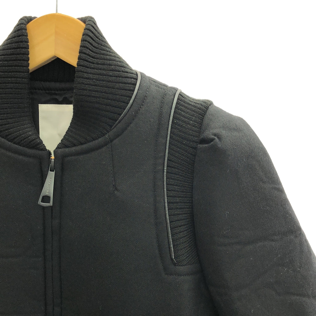 SWANLAKE / スワンレイク | Bonding blouson ウール 中綿入 リブ ブルゾン | M | ブラック | レディース