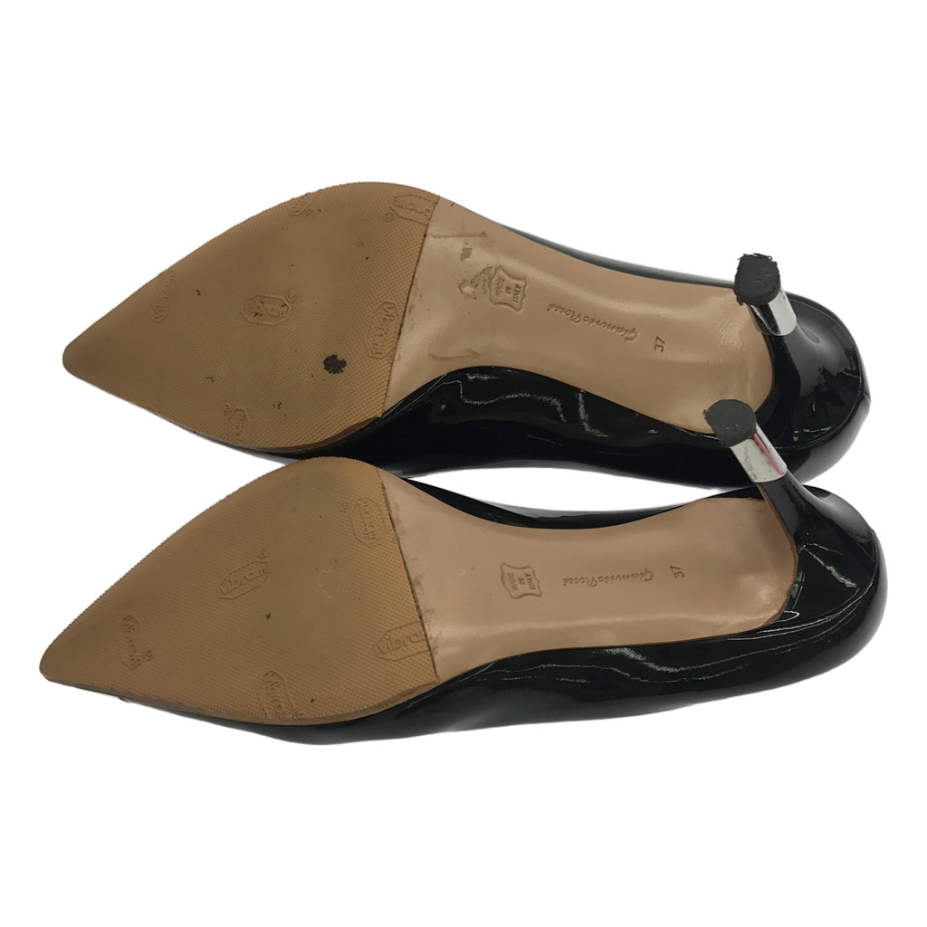 Gianvito Rossi / ジャンヴィトロッシ | パテントレザー ポインテッドトゥ パンプス | 37 | ブラック/シルバー | レディース
