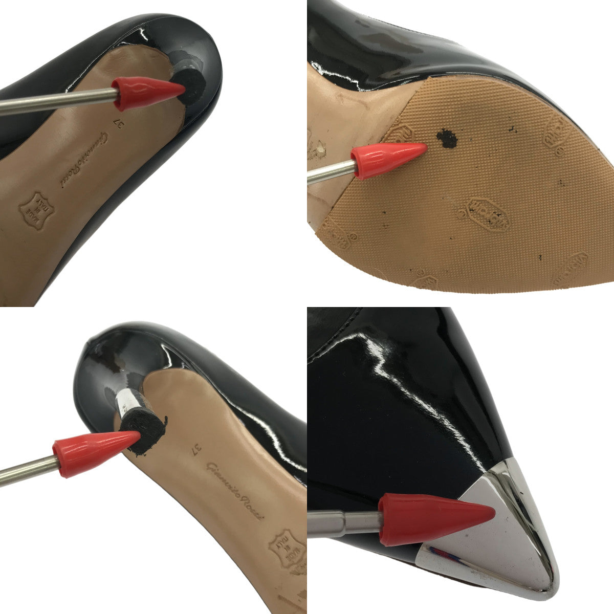 詹維托羅西 |漆皮尖頭高跟鞋 |尺寸 37 |黑色/銀色 |女性的