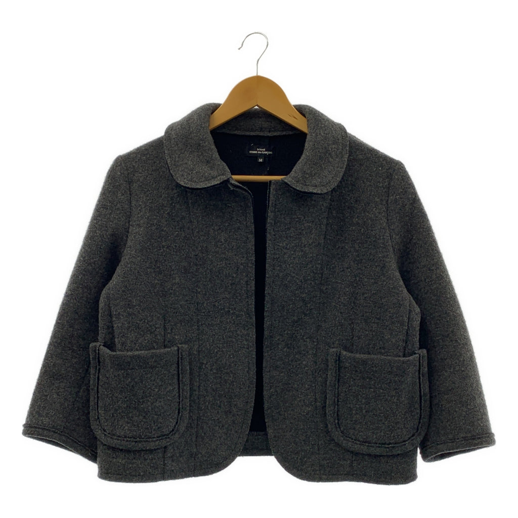 COMME des GARÇONS 針織衫 | 2010 秋冬系列 | 羊毛尼龍拼接鏤空圓領外套 | M 碼 | 女款