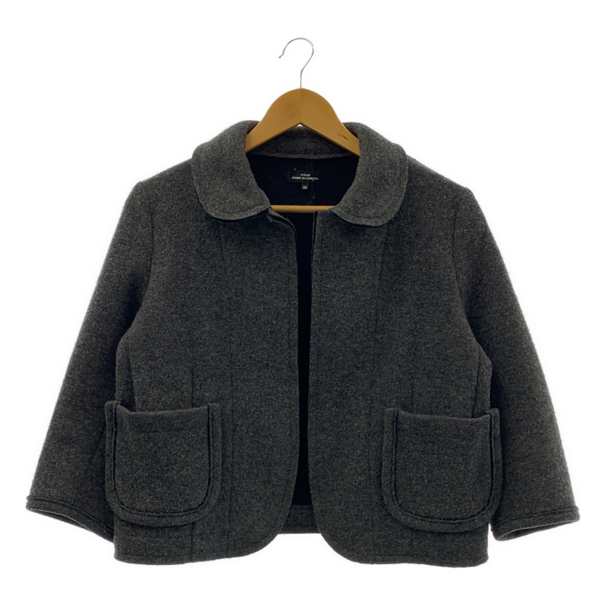 COMME des GARÇONS 針織衫 | 2010 秋冬系列 | 羊毛尼龍拼接鏤空圓領外套 | M 碼 | 女款