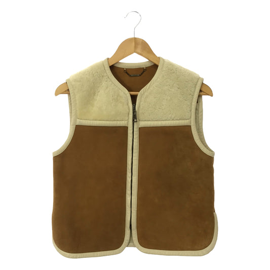 Chloe | Reversible Mouton Boa Vest | 34 | Beige / Dark Brown | Women's