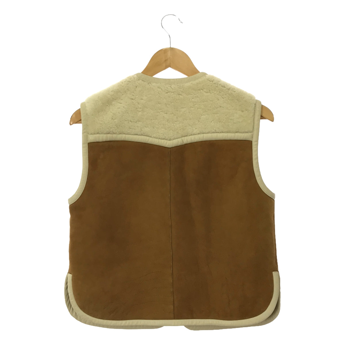 Chloe | Reversible Mouton Boa Vest | 34 | Beige / Dark Brown | Women's