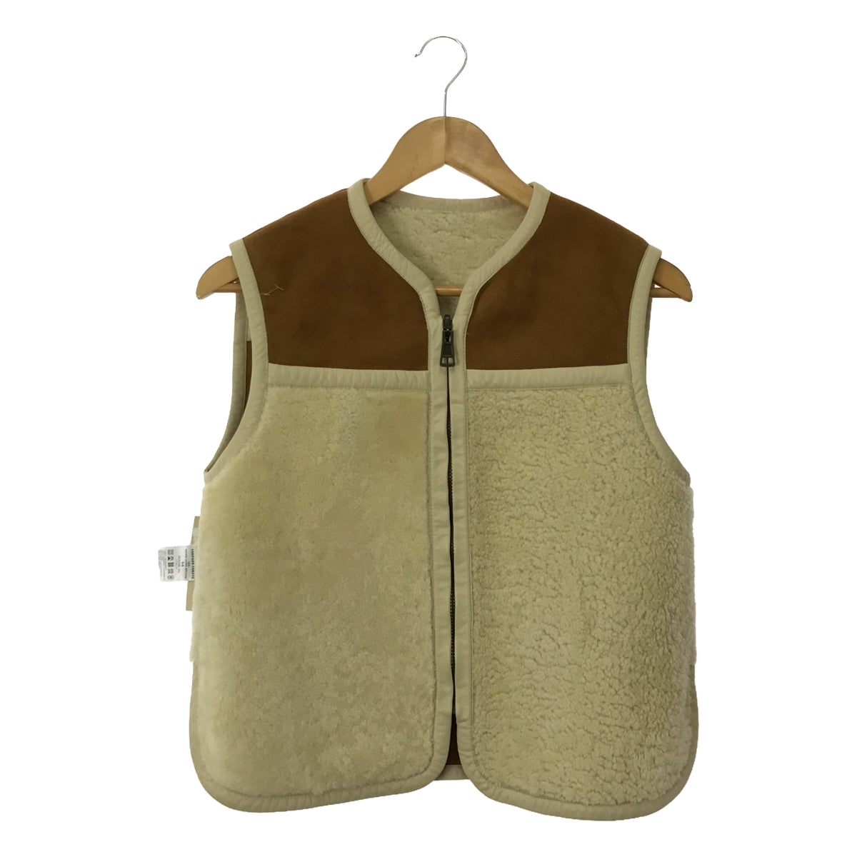 Chloe | Reversible Mouton Boa Vest | 34 | Beige / Dark Brown | Women's