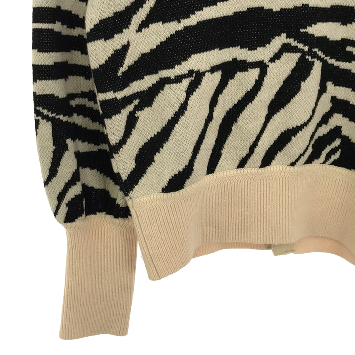 MUVEIL | Zebra print voluminous sleeve cardigan | 36 | Light beige/black | Women's