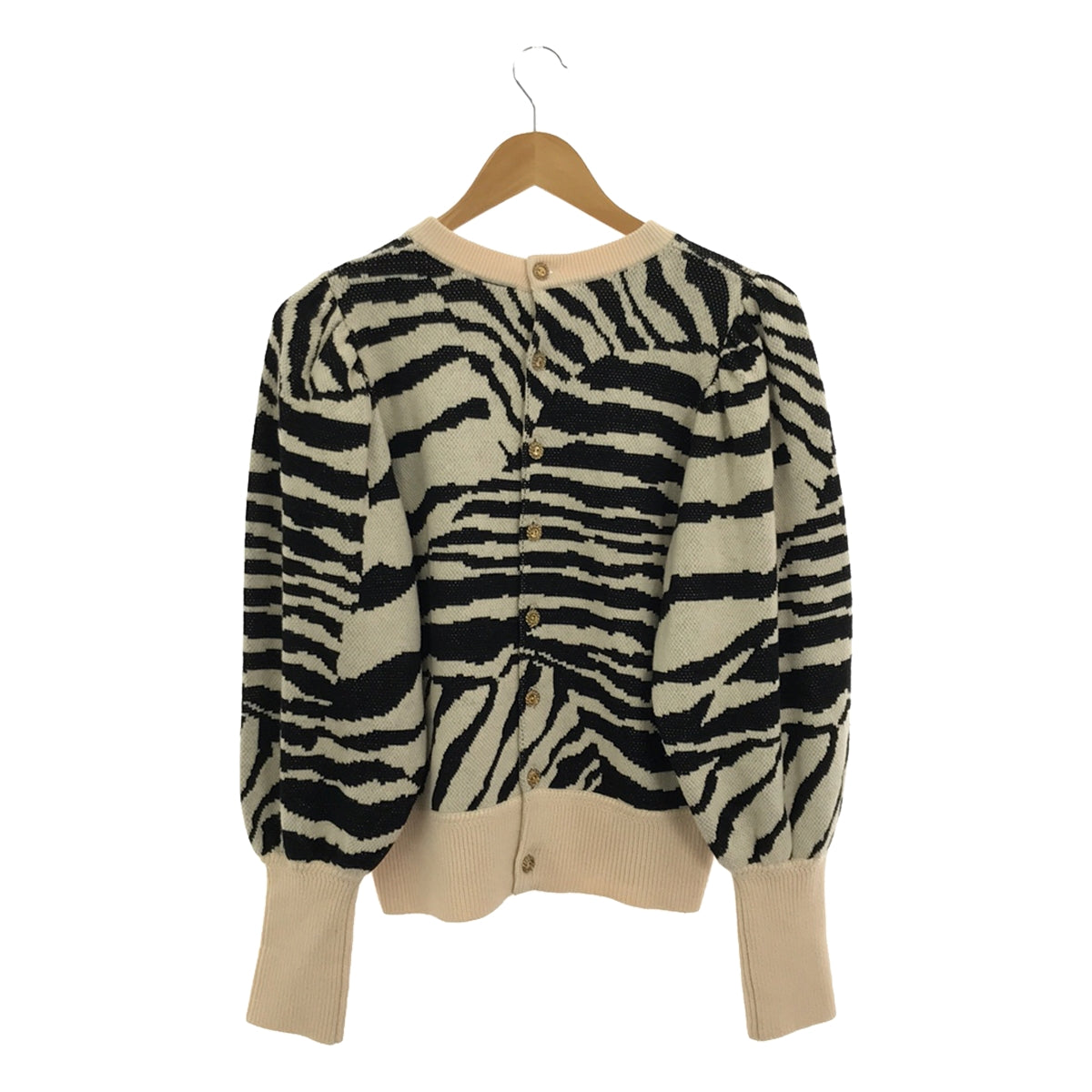 MUVEIL | Zebra print voluminous sleeve cardigan | 36 | Light beige/black | Women's