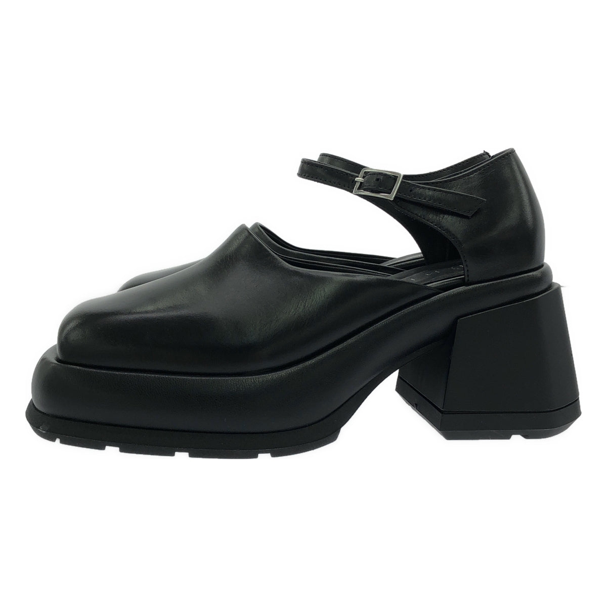 [Beautiful Condition] MIISTA | Square Volume Sole Sandals | 35 | Black | Women's