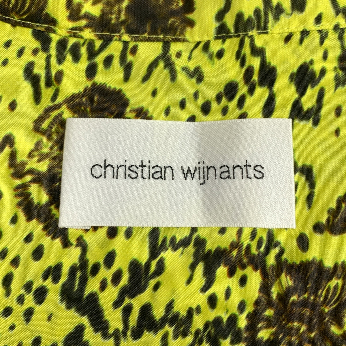 Christian Wijnants | 絲質全印花不對稱套頭洋裝 | 36碼 | 黃色/棕色 | 女款
