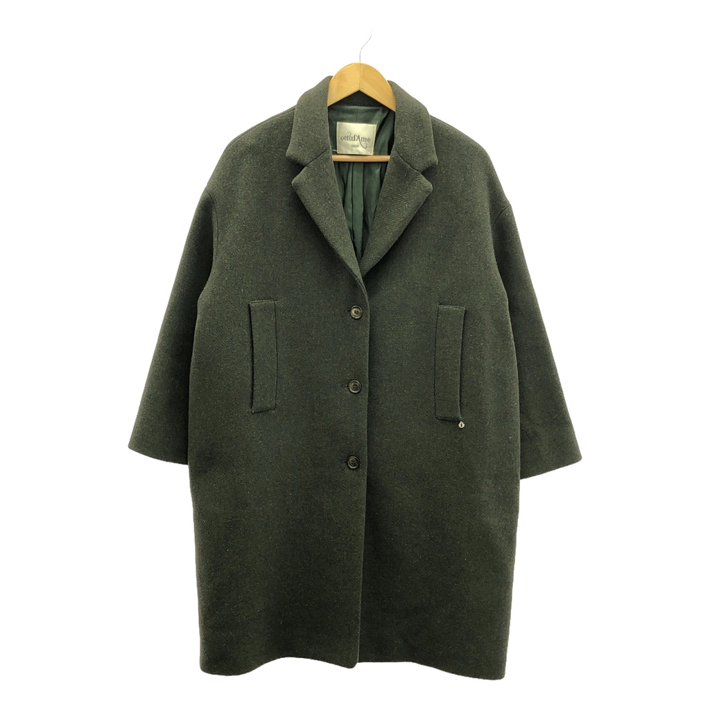【美品】  ottod'Ame / オットダム | ウール シングル チェスターコート / 総裏地 | 36 | オリーブ | レディース
