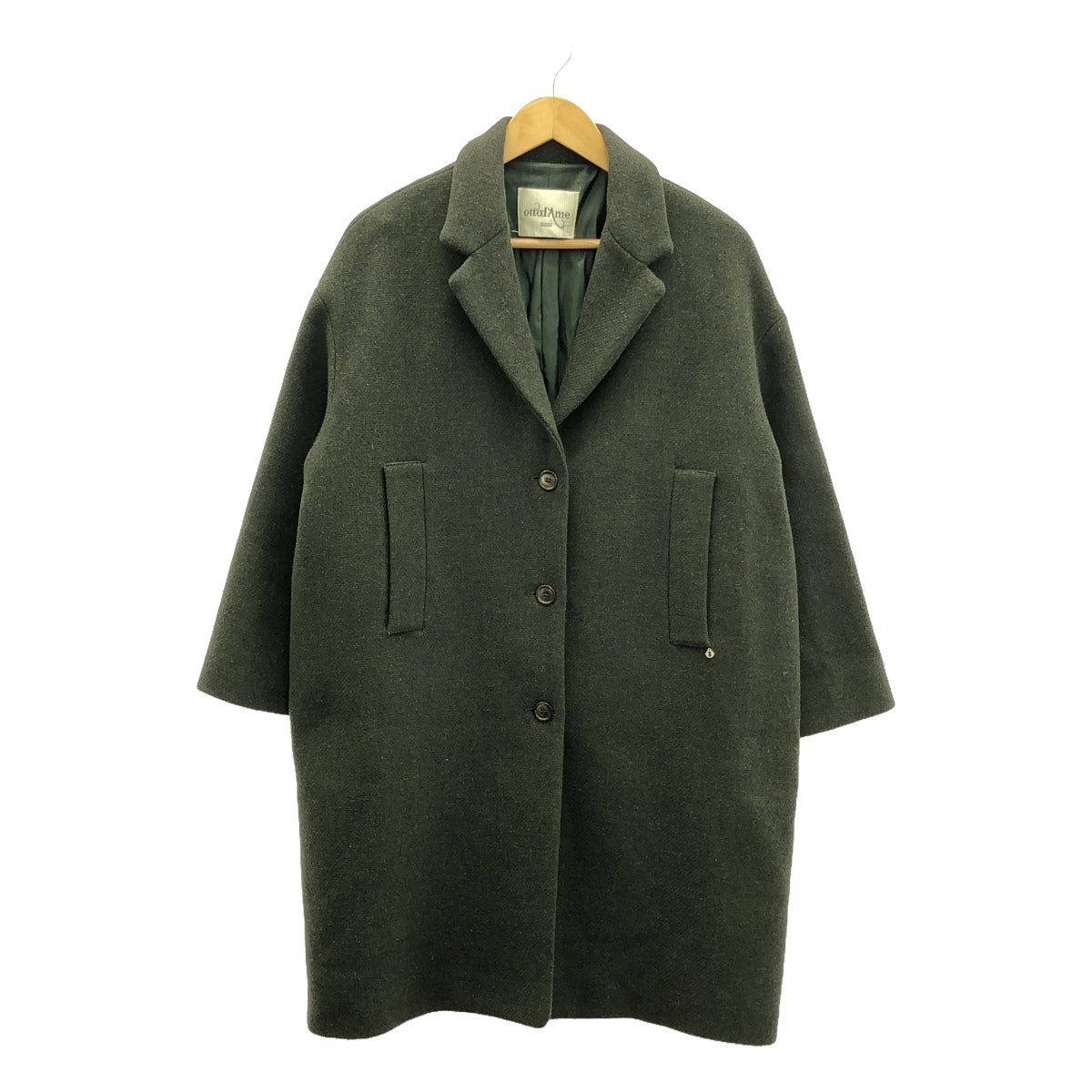 【美品】  ottod'Ame / オットダム | ウール シングル チェスターコート / 総裏地 | 36 | オリーブ | レディース