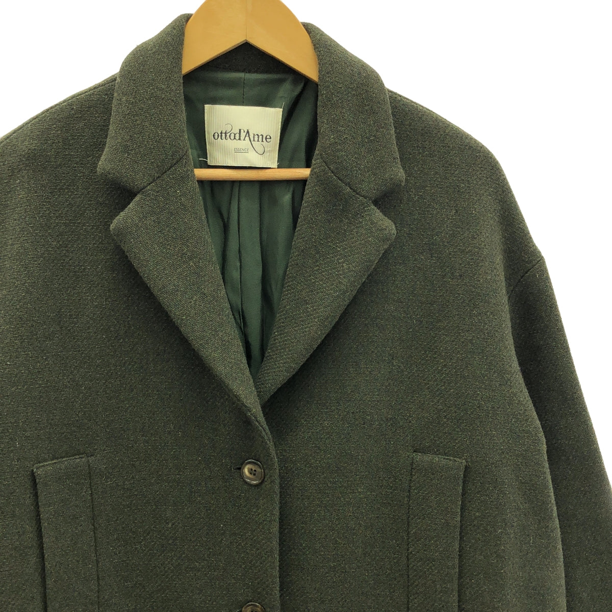 【美品】  ottod'Ame / オットダム | ウール シングル チェスターコート / 総裏地 | 36 | オリーブ | レディース