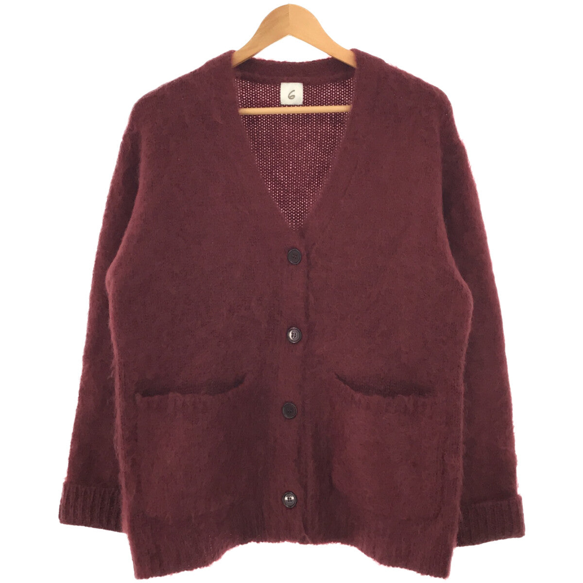 【美品】  6(ROKU) / ロク | 2022AW | MOHAIR SHAGGY V NECK CARDIGAN モヘヤシャギーVネックカーディガン | FREE | ボルドー | レディース