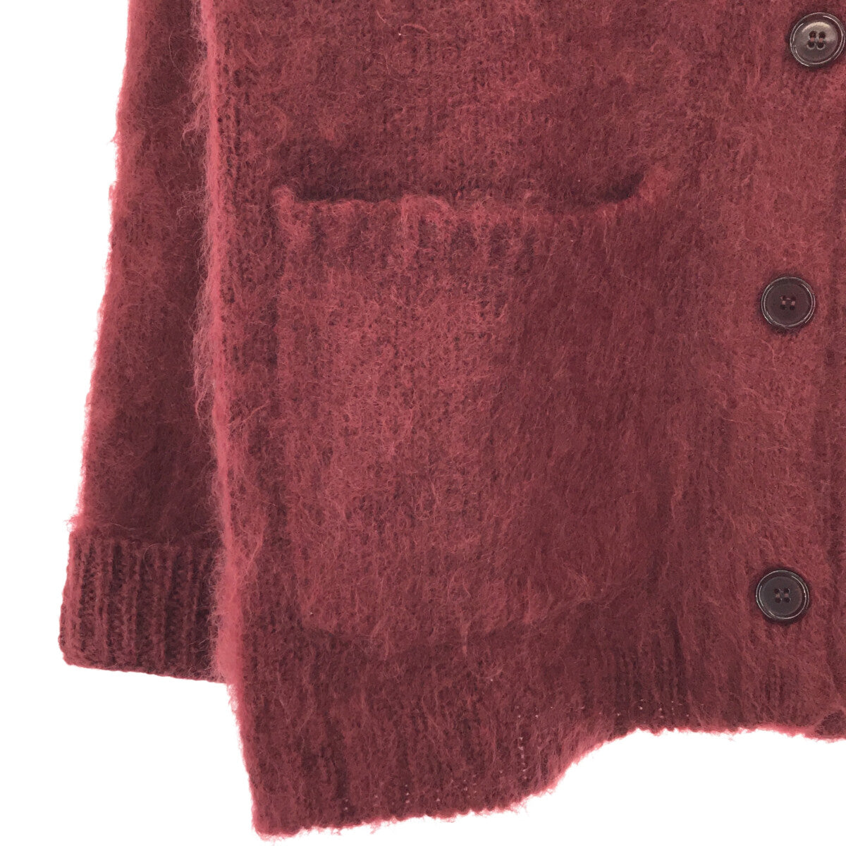 [Good Condition] 6(ROKU) / Roku | 2022AW | MOHAIR SHAGGY V NECK CARDIGAN | FREE | Bordeaux | Women's