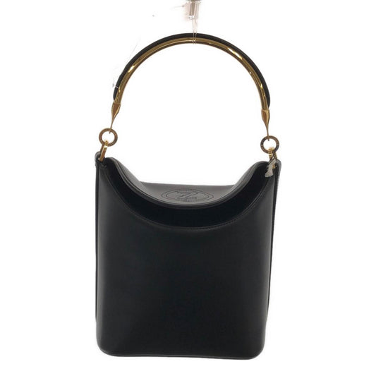 [Beautiful Condition] ZANCHETTI | 2-Way Leather Metal Handle Bucket Tote Shoulder Bag | Black | Women's