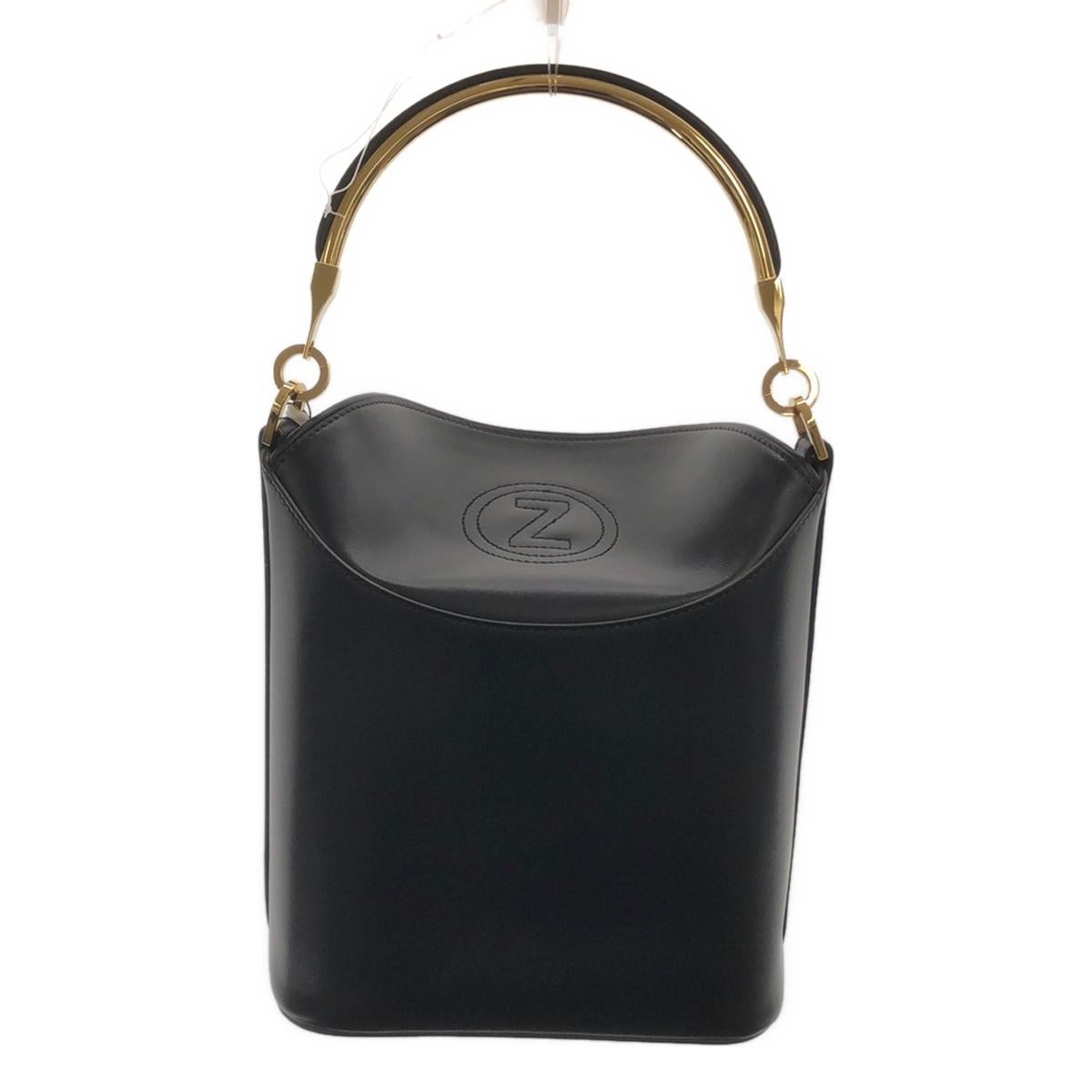 [Beautiful Condition] ZANCHETTI | 2-Way Leather Metal Handle Bucket Tote Shoulder Bag | Black | Women's