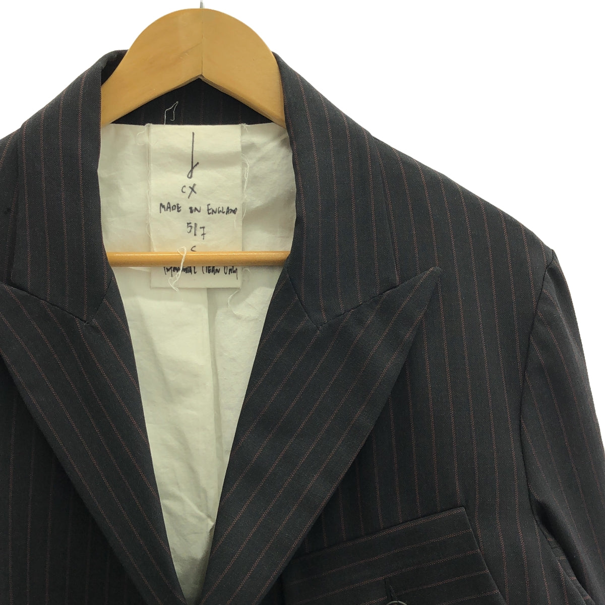 【美品】  JOHN ALEXANDER SKELTON / ジョンアレキサンダースケルトン | Pinstripe Jacket / シングルブレスト ジャケット | S | black /Bordeaux | メンズ