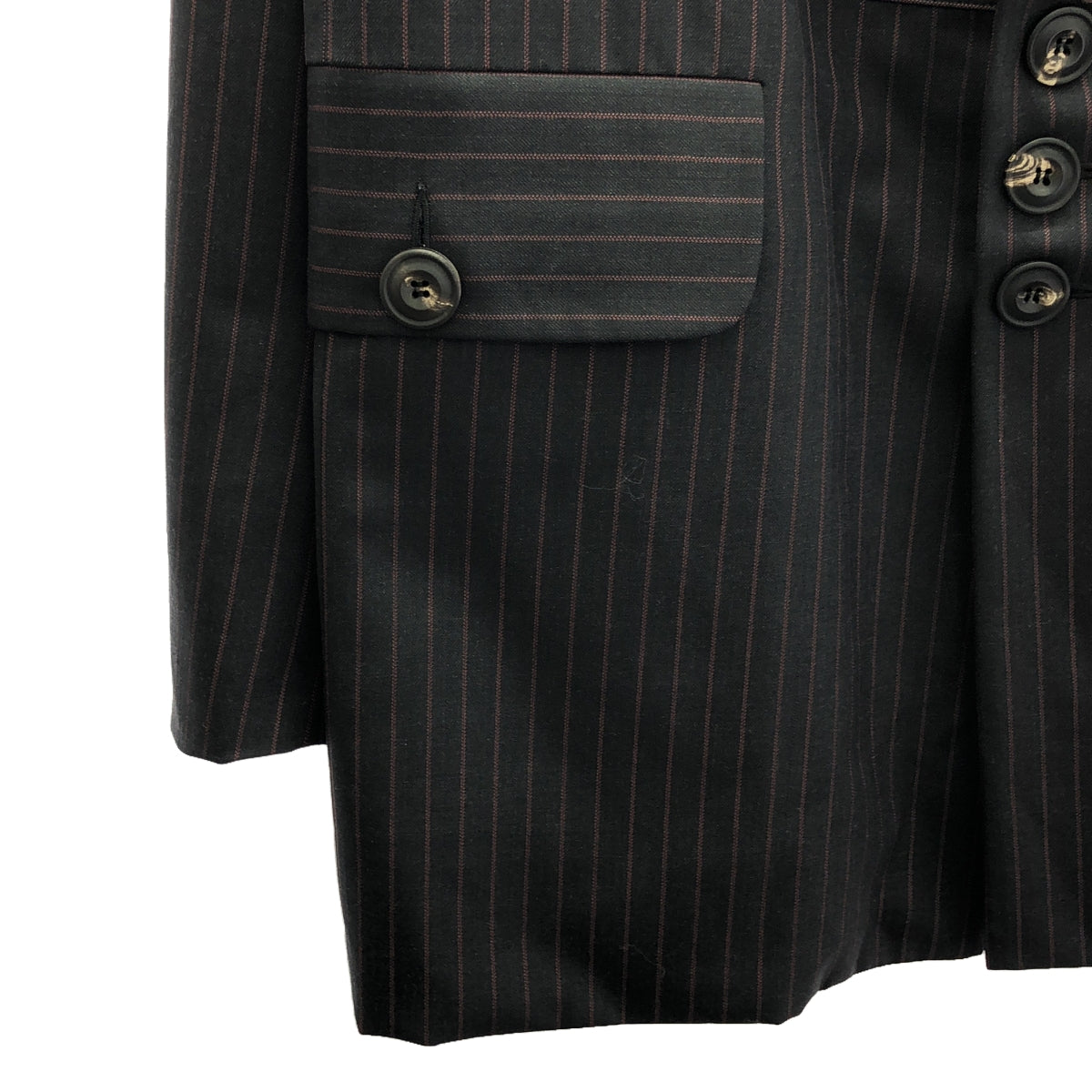 【美品】  JOHN ALEXANDER SKELTON / ジョンアレキサンダースケルトン | Pinstripe Jacket / シングルブレスト ジャケット | S | black /Bordeaux | メンズ