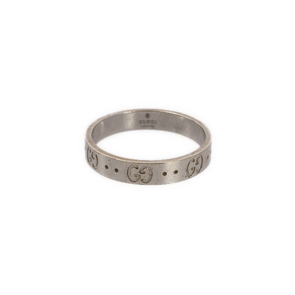 GUCCI / 구찌 | 18K 화이트 골드 WG GG 아이콘 링 | 22 | 남성