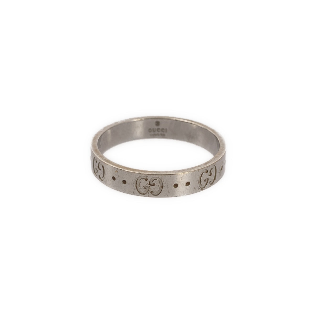 GUCCI / 구찌 | 18K 화이트 골드 WG GG 아이콘 링 | 22 | 남성