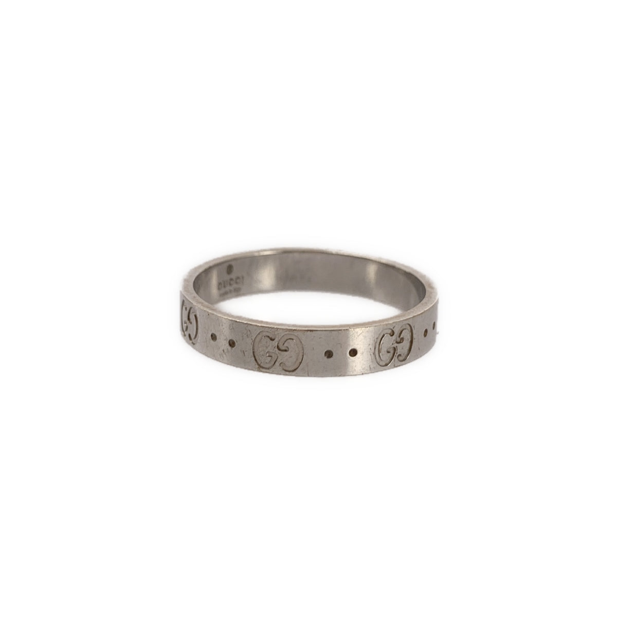 GUCCI / 구찌 | 18K 화이트 골드 WG GG 아이콘 링 | 22 | 남성