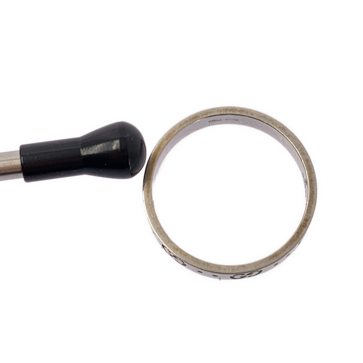 GUCCI / 구찌 | 18K 화이트 골드 WG GG 아이콘 링 | 22 | 남성