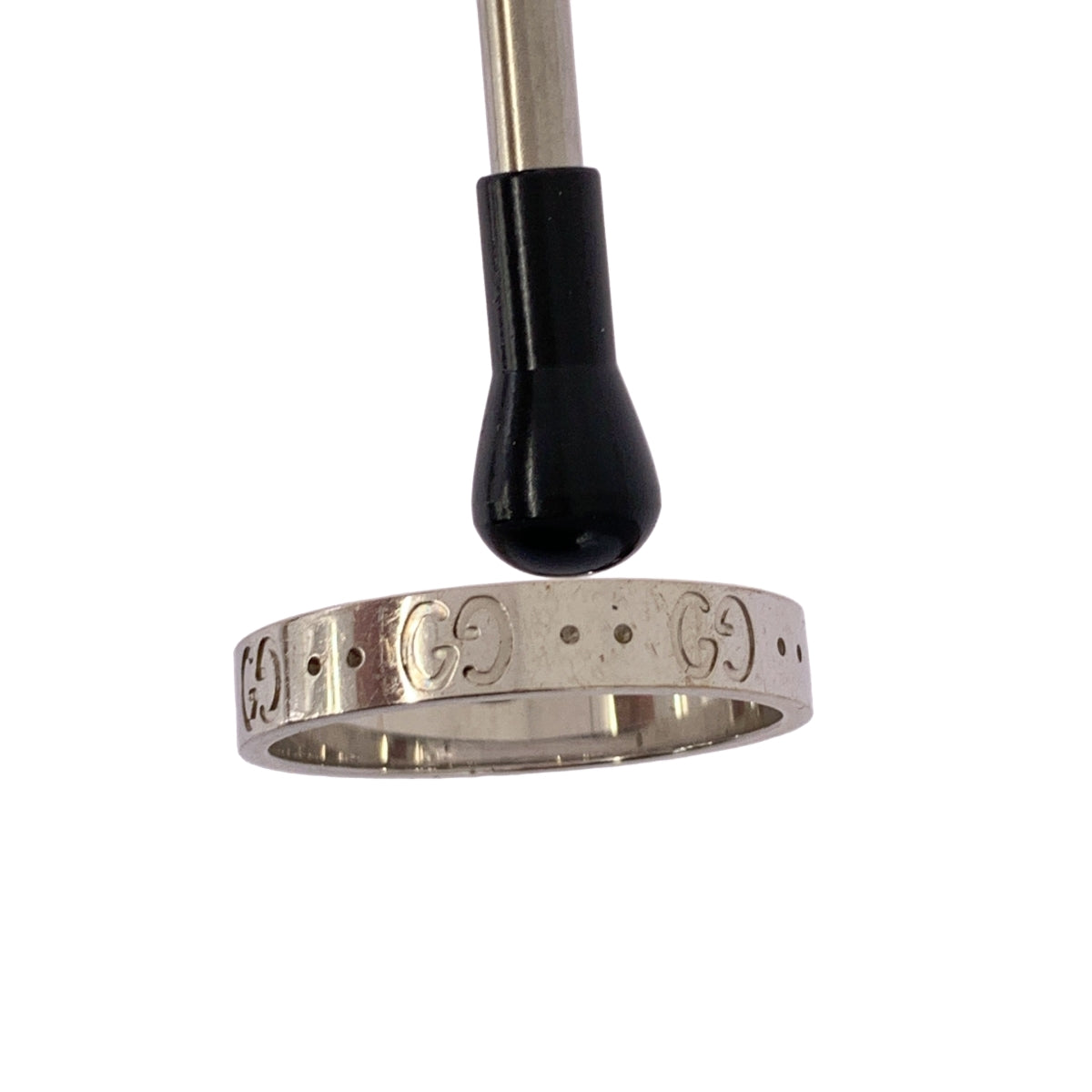 GUCCI / 구찌 | 18K 화이트 골드 WG GG 아이콘 링 | 22 | 남성