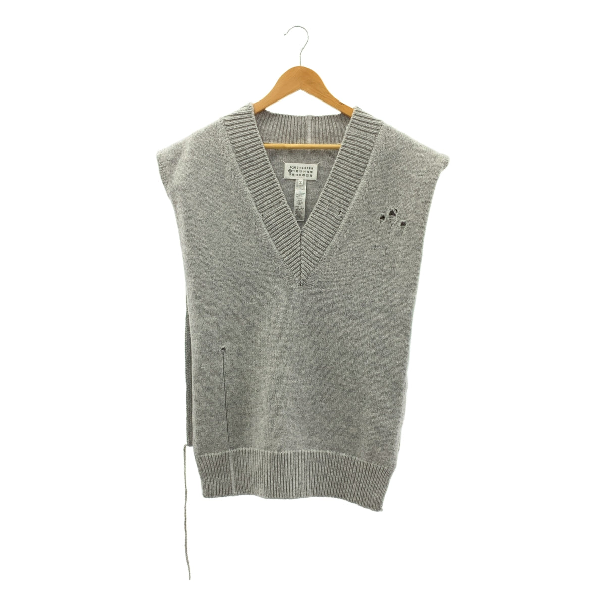 Maison Margiela / メゾンマルジェラ | 2022AW | デストロイド タバード  オーバーサイズ Vネック ニットベスト | S | レディース