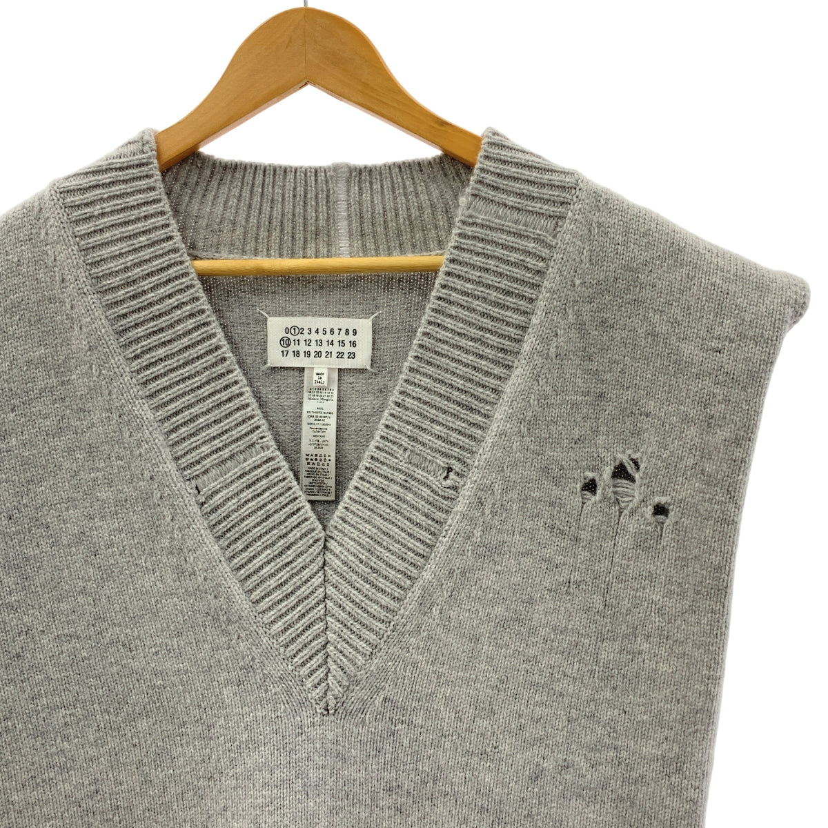 Maison Margiela / メゾンマルジェラ | 2022AW | デストロイド タバード  オーバーサイズ Vネック ニットベスト | S | レディース