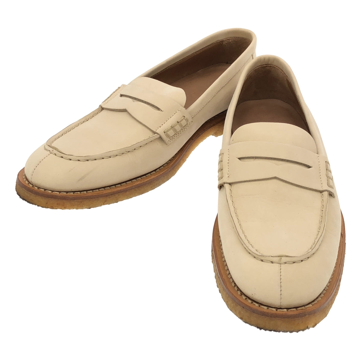 [狀況極佳] MARGARET HOWELL | 皮革縐布底便士樂福鞋 | 尺寸 37 | 白色 | 女款