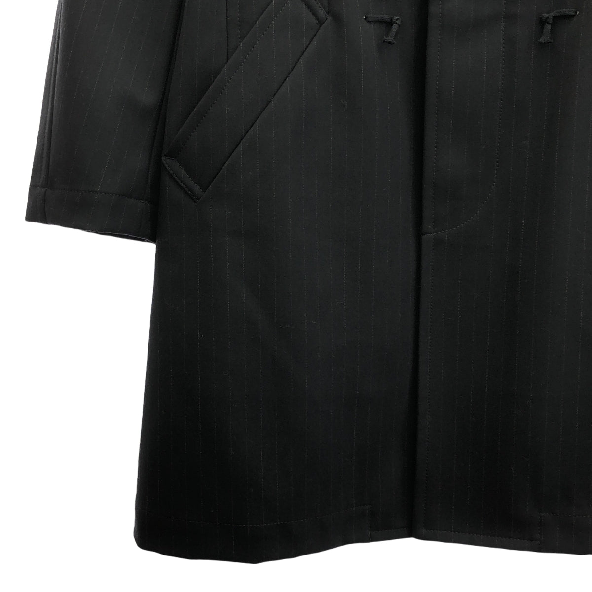 【美品】  COMME des GARCONS COMME des GARCONS / コムコム | 2015AW | レースアップデザイン ストライプ ウール コート | S | ネイビー | レディース