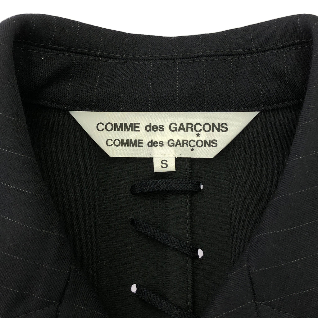 [品相良好] COMME des GARCONS COMME des GARCONS / Comme des | 2015秋冬 |繫帶設計條紋羊毛大衣| S |海軍|女性的