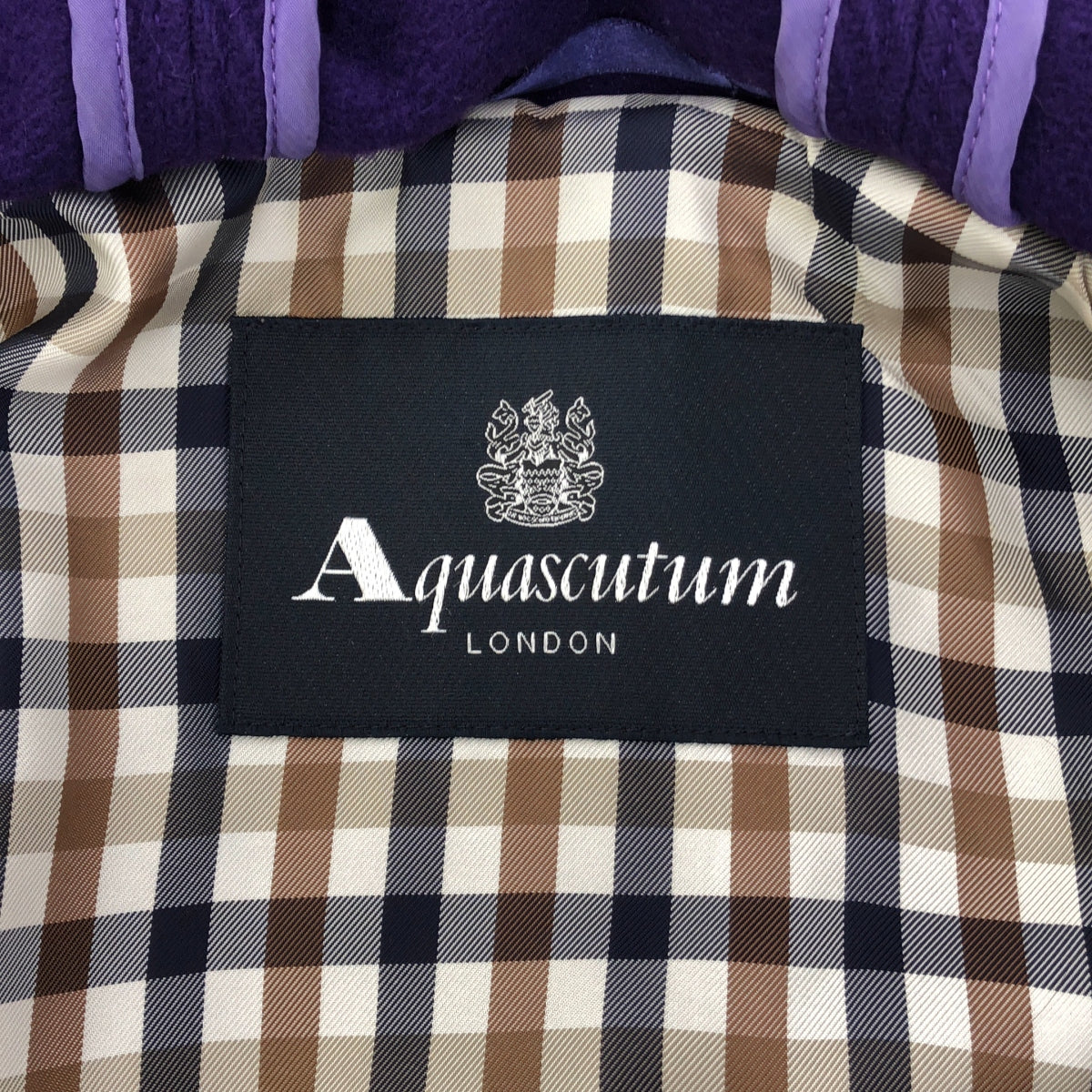 AQUASCUTUM | Checkered lining hooded duffle coat | Size 8 | Women's