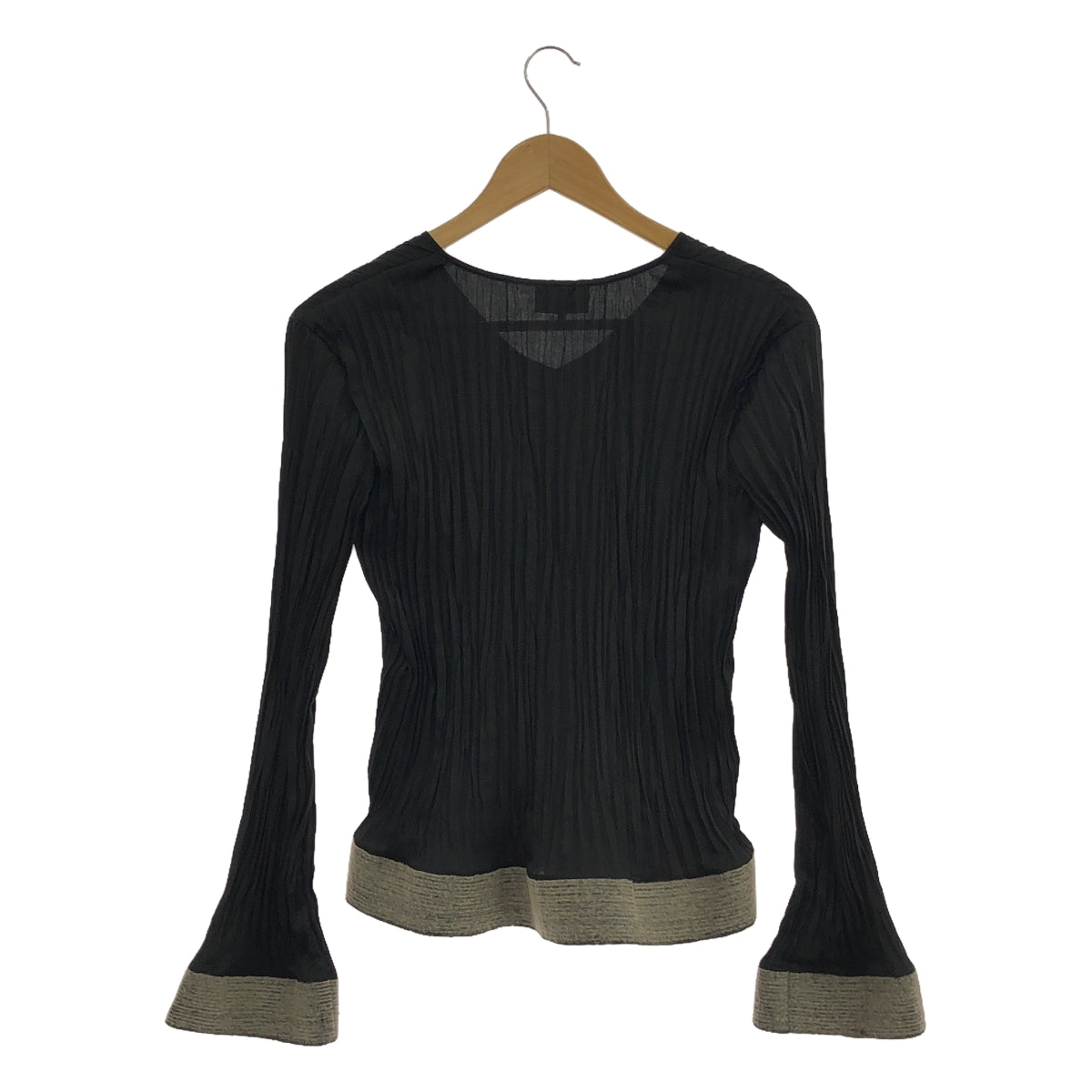 [Good Condition] GIORGIO ARMANI | Mixed Material Pleated Blouse Top | Size 40 | Black/Gray | Women's