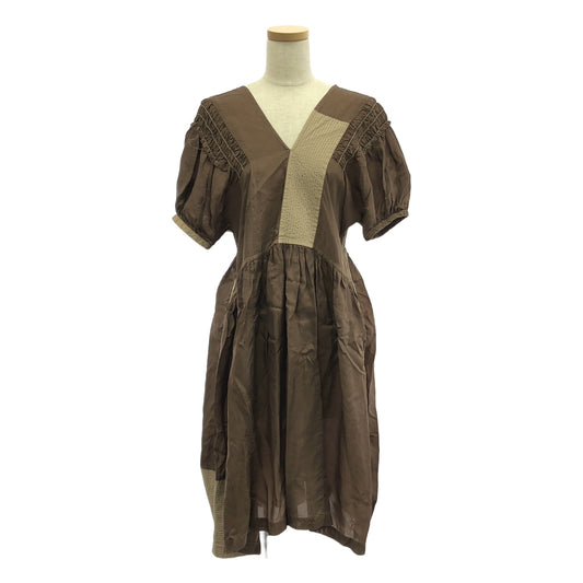tricot COMME des GARCONS | 2008SS | Gathered patchwork V-neck dress | M | Women's