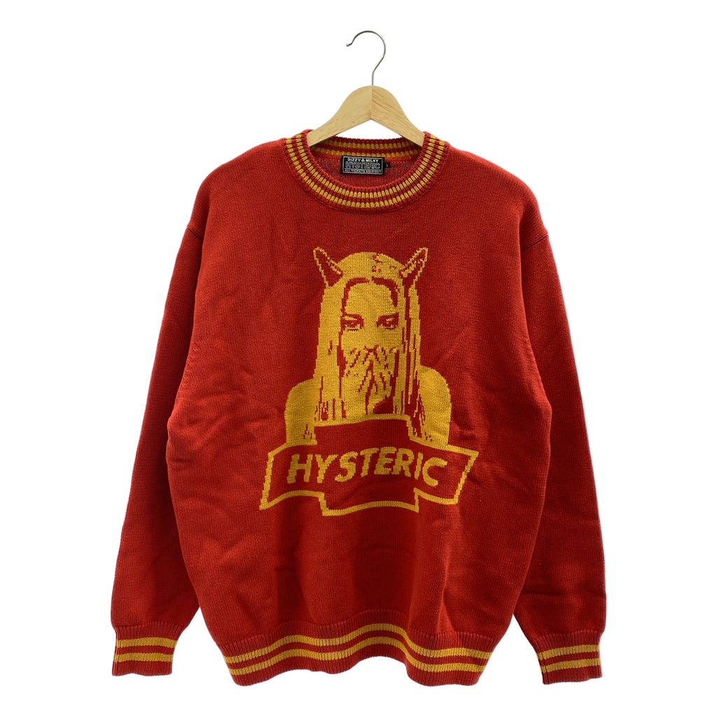 HYSTERIC GLAMOUR / ヒステリックグラマー | DEVIL MADE ME DO IT編込 セーター ニット | L | メンズ
